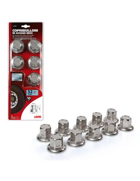 Embellecedor Tornillo Rueda Acero Inoxidable 32 Mm Blister 10 Unidades