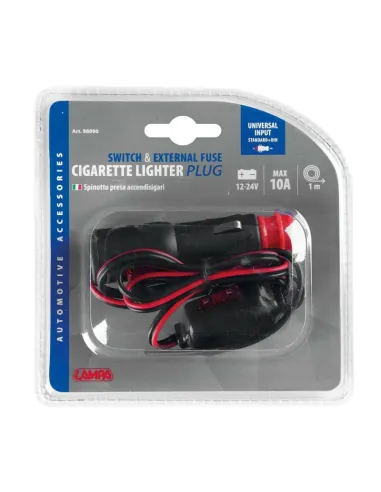 Enchufe Mechero Cable 1 M Interruptor Fusible...