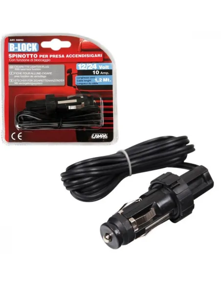 Enchufe Mechero B-Lock Con Funcion Bloqueo Cable 120 Cm 10A 12/24V