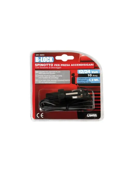 Enchufe Mechero B-Lock Con Funcion Bloqueo Cable 120 Cm 10A 12/24V