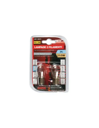 Lampara P21/5W 2 Filamentos Blanco 24V 21/5W Bay15D Homologacion E (Blister 2 Unidades)