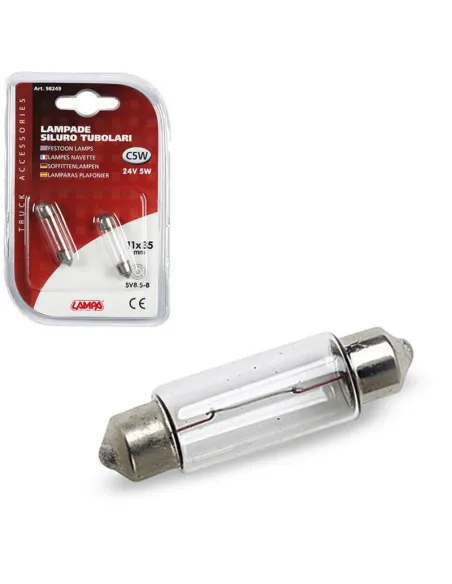 Lampara C5W Siluro Plafonier 11X35Mm 24V 5W Sv8,5-8 Homologacion E (Blister 2 Unidades)