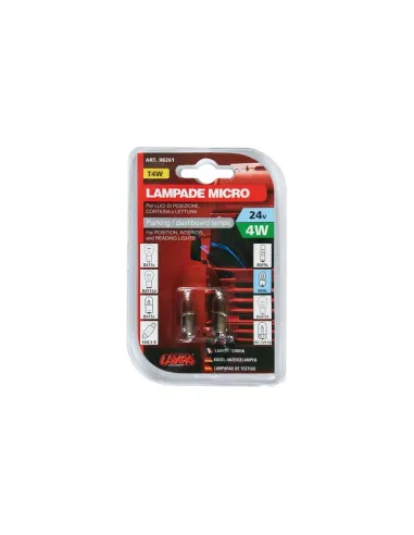 Lampara T4W Micro 24V Homologacion E (Blister 2 Unidades)