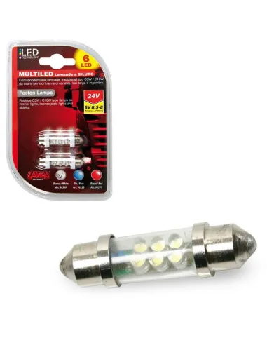 Lampara 11X41 Mm 6 Led Siluro Blanco 24V Sv8,5-8 (Blister 2 Unidades)