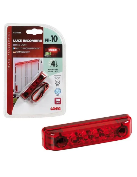 Luz De Galibo Impermeable 4 Led 24V Roja Homologada