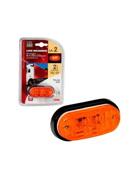 Luz De Galibo Lateral Ovalada 2 Led 24V Ambar