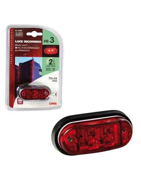 Luz De Galibo Trasera Ovalada 2 Led 24V Rojo
