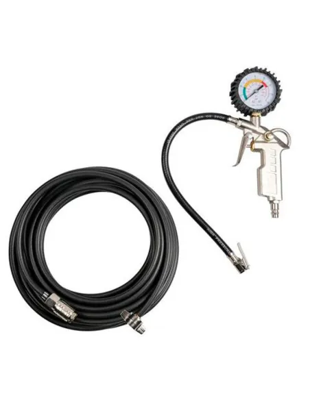 Pistola Hincha Neumaticos Con Manometro Manguera 12 M Max 80 Bar