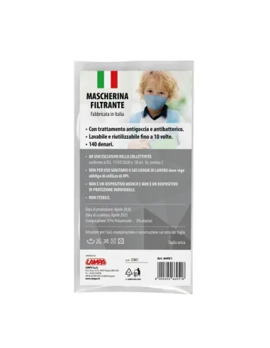 Mascarilla Filtro Lavable Para Niños Azul 140 Den