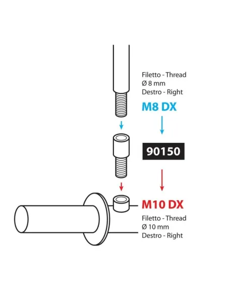 Adaptador Para Retrovisores De Moto Rosca 8Mm Derecha - 10Mm Derecha