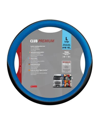 Funda Volante Club Premium Negro Azul 46-48 Cm