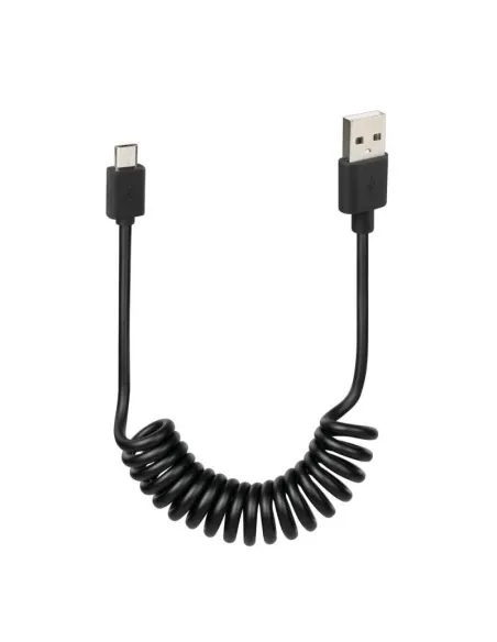 Cable En Espiral Usb/Micro Usb 100Cm Negro