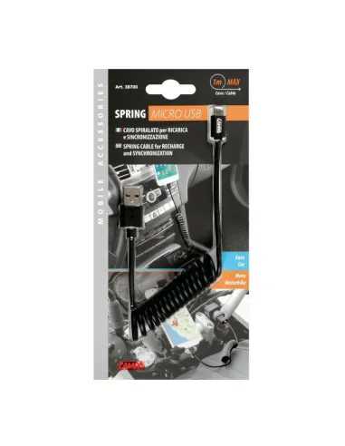 Cable En Espiral Usb/Micro Usb 100Cm Negro