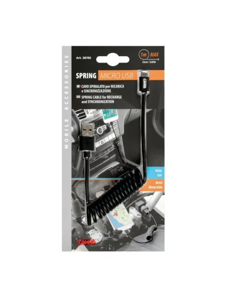 Cable En Espiral Usb/Micro Usb 100Cm Negro