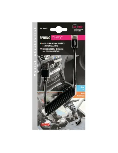 Cable En Espiral Usb -Tipo-C 100 Cm Negro