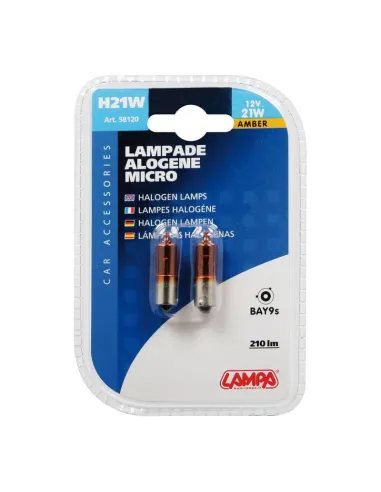 Lampara Hy21W 12V 21W  Halogena Micro Bay9S...