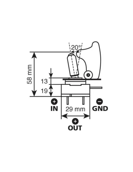 Interruptor De Palanca 2 Terminales 12/24V 20A Rojo