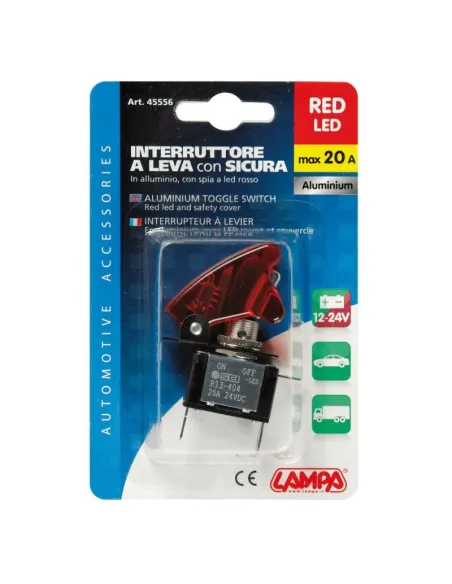 Interruptor De Palanca 2 Terminales 12/24V 20A Rojo