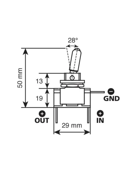 Interruptor De Palanca 2 Terminales 12/24V 20A Verde