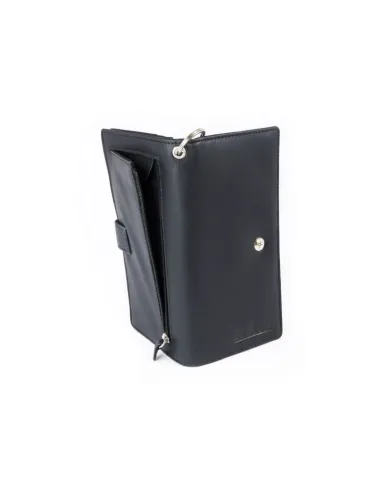 Cartera Larga Negra Con Cadena