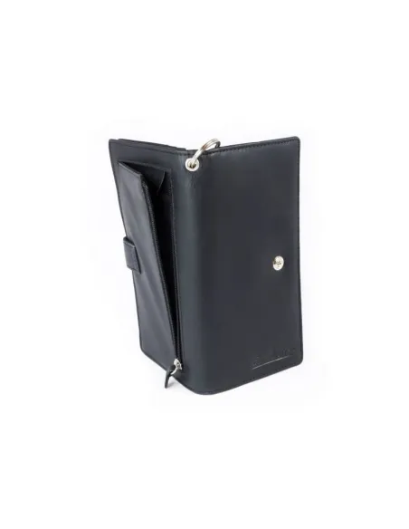 Cartera Larga Negra Con Cadena