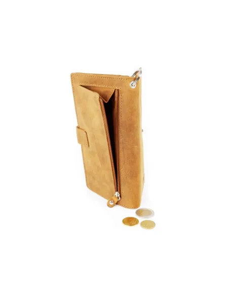 Cartera Larga Marron Con Cadena
