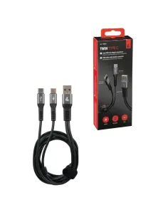 Cable Con Doble Conector Usb-Tipo C 100 Cm Negro