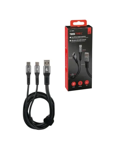 Cable Con Doble Conector Usb-Tipo C 100 Cm Negro