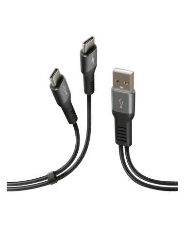 Cable Con Doble Conector Usb-Tipo C 100 Cm Negro