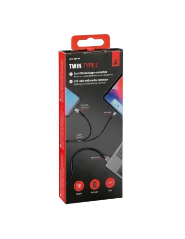 Cable Con Doble Conector Usb-Tipo C 100 Cm Negro