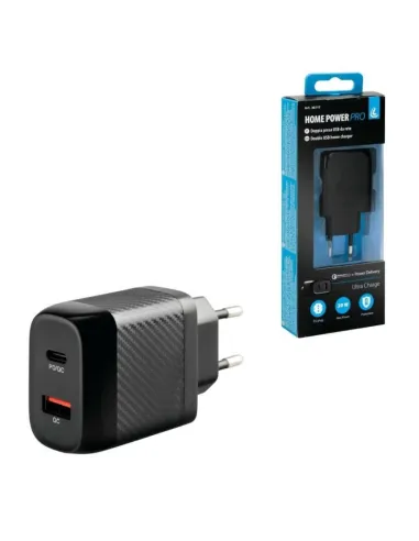 Cargador Con Dos Puertos Usb Y Tipo C 20W 100/230V Carga Rapida