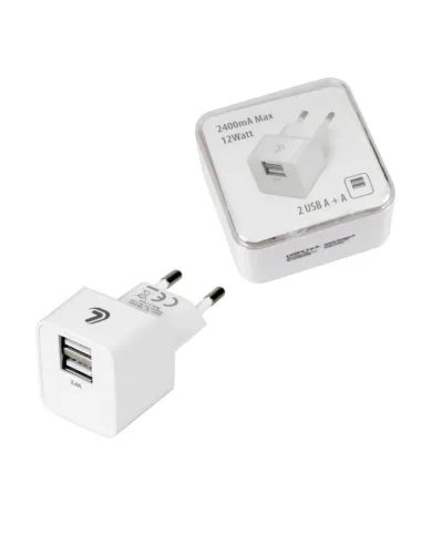 Cargador Linea Essential Con 2 Puertos Usb(A+A)-2400 Ma 12W 220/240