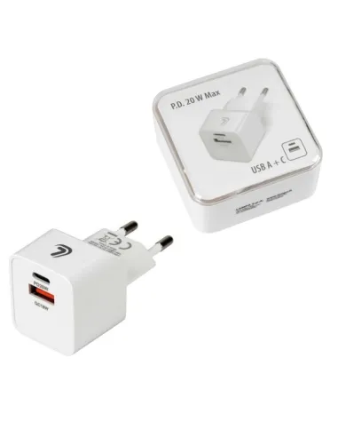 Cargador Linea Essential Con 2 Puertos Usb(A+C) 20W 220/240