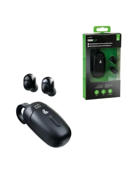Auriculares Negros Estereo Bluetooth Con Estuche De Carga