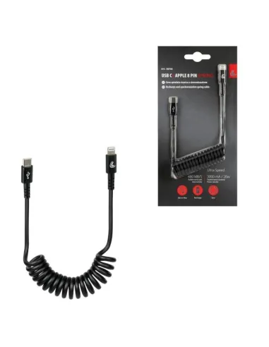 Cable En Espial Usb Tipo C- Apple 8 Pin 100 Cm Negro