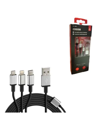 Cable Multi-Carga Con 3 Concetores Micro Usb/Tipo C/ Iphone