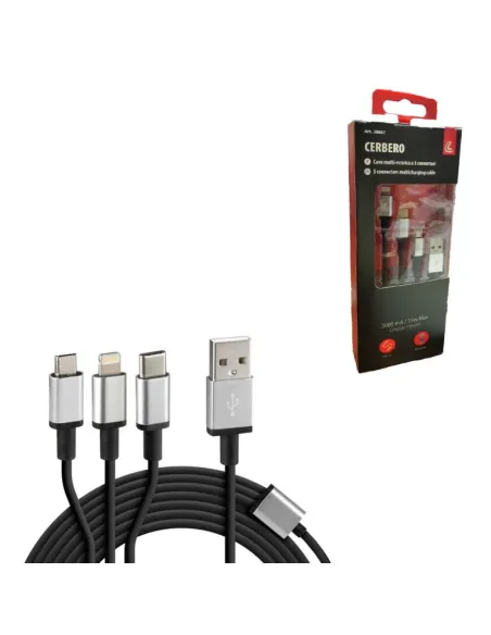 Cable Multi-Carga Con 3 Concetores Micro Usb/Tipo C/ Iphone