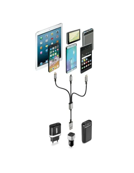 Cable Multi-Carga Con 3 Concetores Micro Usb/Tipo C/ Iphone
