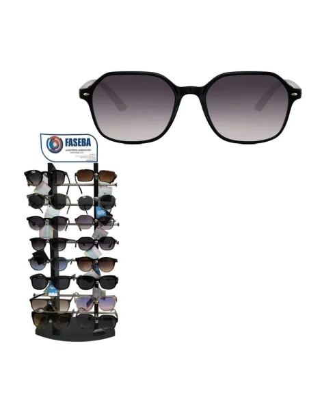 Gafa De Sol Unisex Montura De Plastico Color Negro(Expositor 16 Unidades)