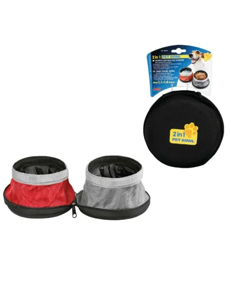 Recipiente De Viaje Doble Para Comida Y Bebida De Animales