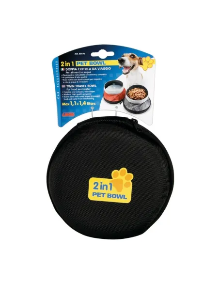Recipiente De Viaje Doble Para Comida Y Bebida De Animales