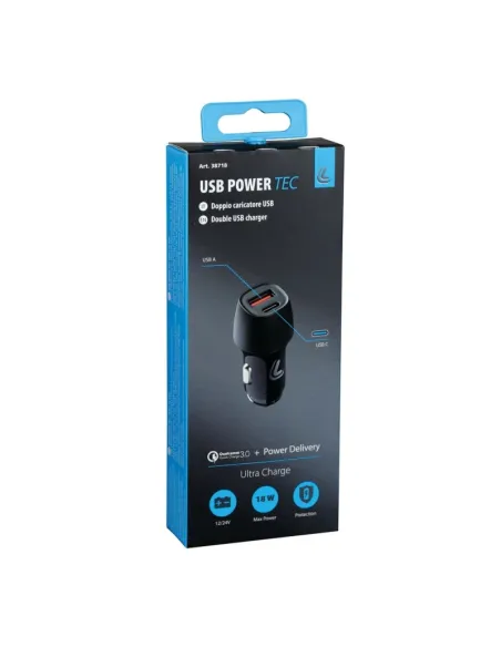 Cargador De Bateria Puerto Usb Y Puerto Tipo C - 18W - 12/24V