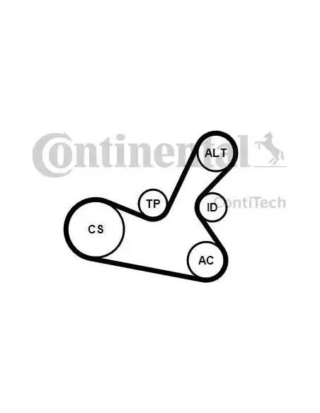 Correa auxiliar Poly-V Continental 5PK1300K1 5 canales 1300 mm