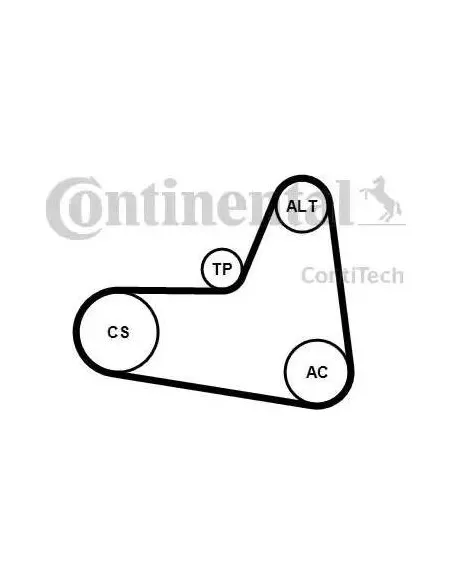Correa poli-V Dayco 6PK1045K2 6 canales 1045 mm