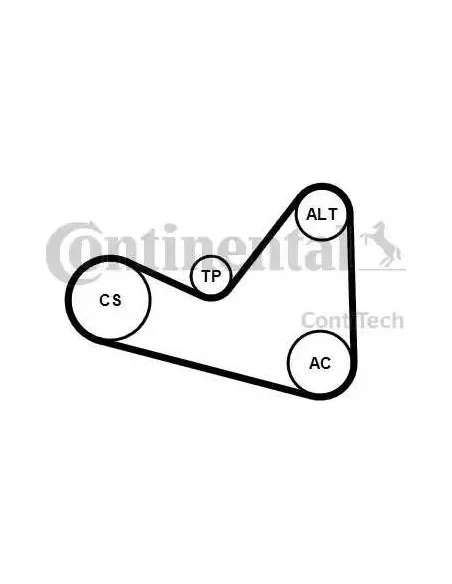 Correa auxiliar Poly-V Continental 6PK1050K3 6 canales 1050 mm
