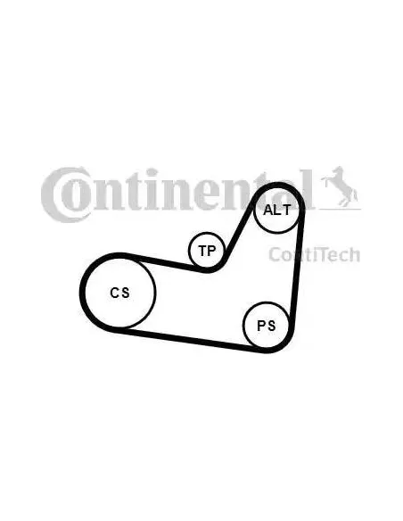 Correa auxiliar Poly-V Continental 6PK1070K2 6 canales 1070 mm