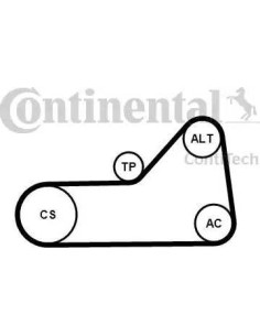 Correa auxiliar Poly-V Continental 6PK1153K1 6 canales...