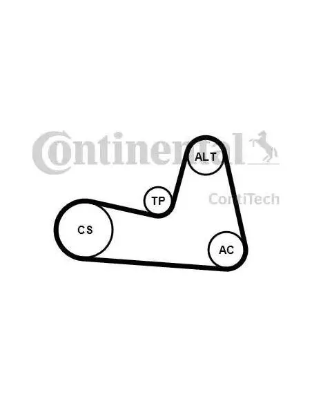 Correa auxiliar Poly-V Continental 6PK1200K2 6 canales 1200 mm