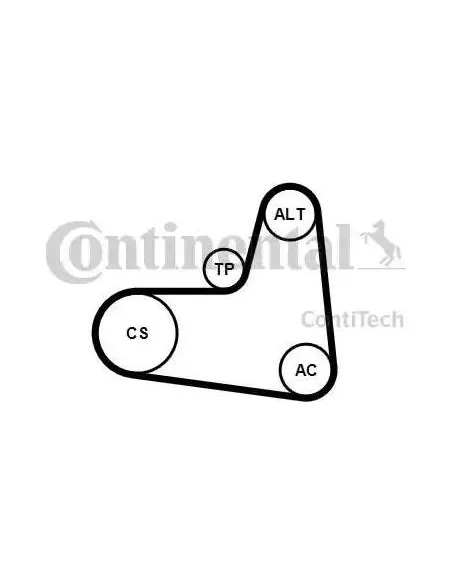 Correa auxiliar Poly-V Continental 6PK995K1 6 canales 995 mm