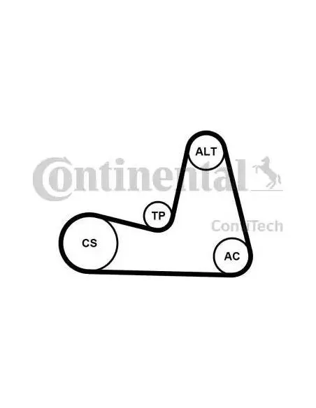 Correa auxiliar Poly-V Continental 7PK1035K1 7 canales 1035 mm